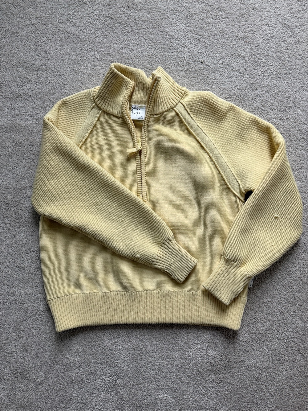 aerie Light Yellow Half-Zip Turtleneck Sweater
